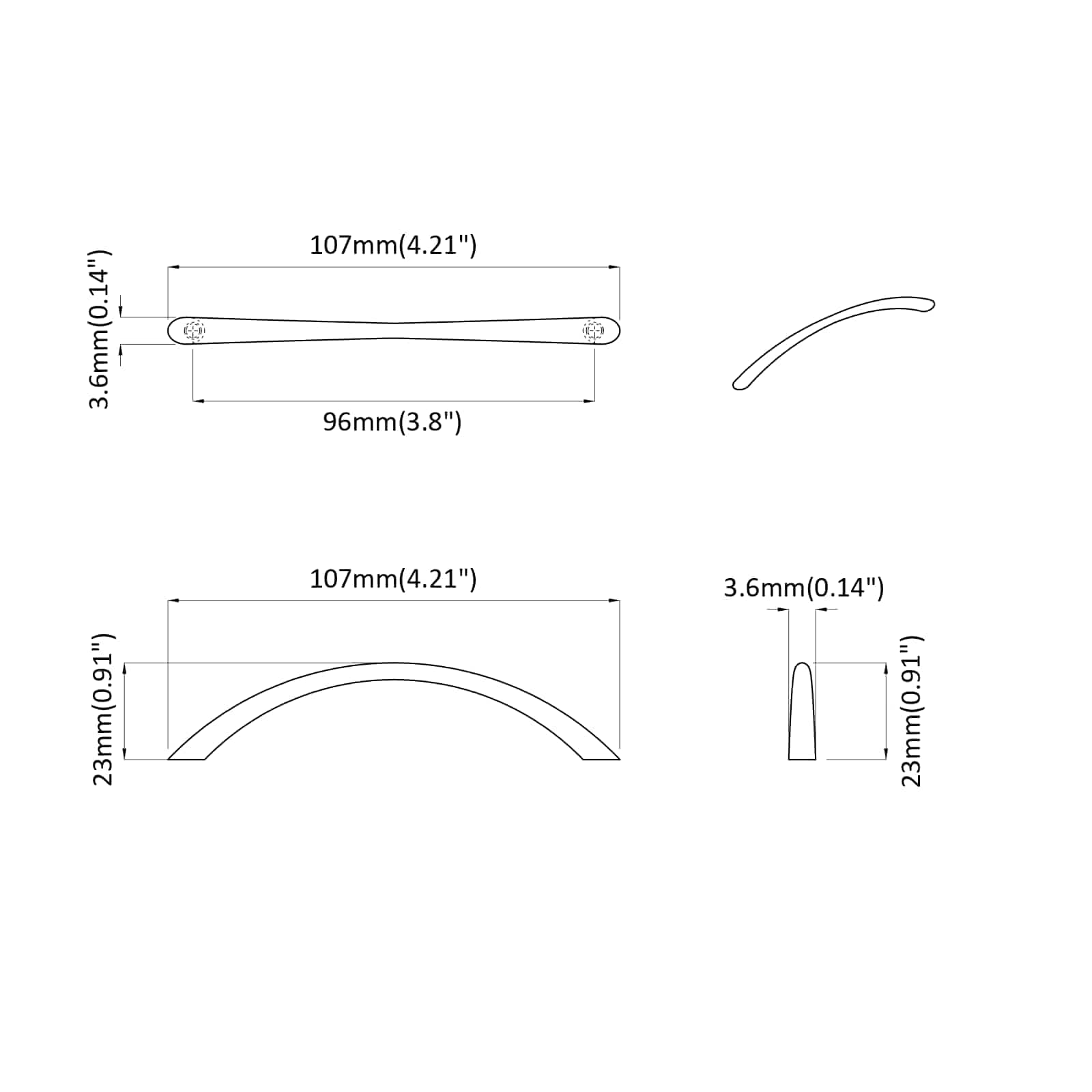 Λαβή 12 pcs Ασημί 107 x 3.6 x 23 χιλ. Ανοξείδωτο ατσάλι