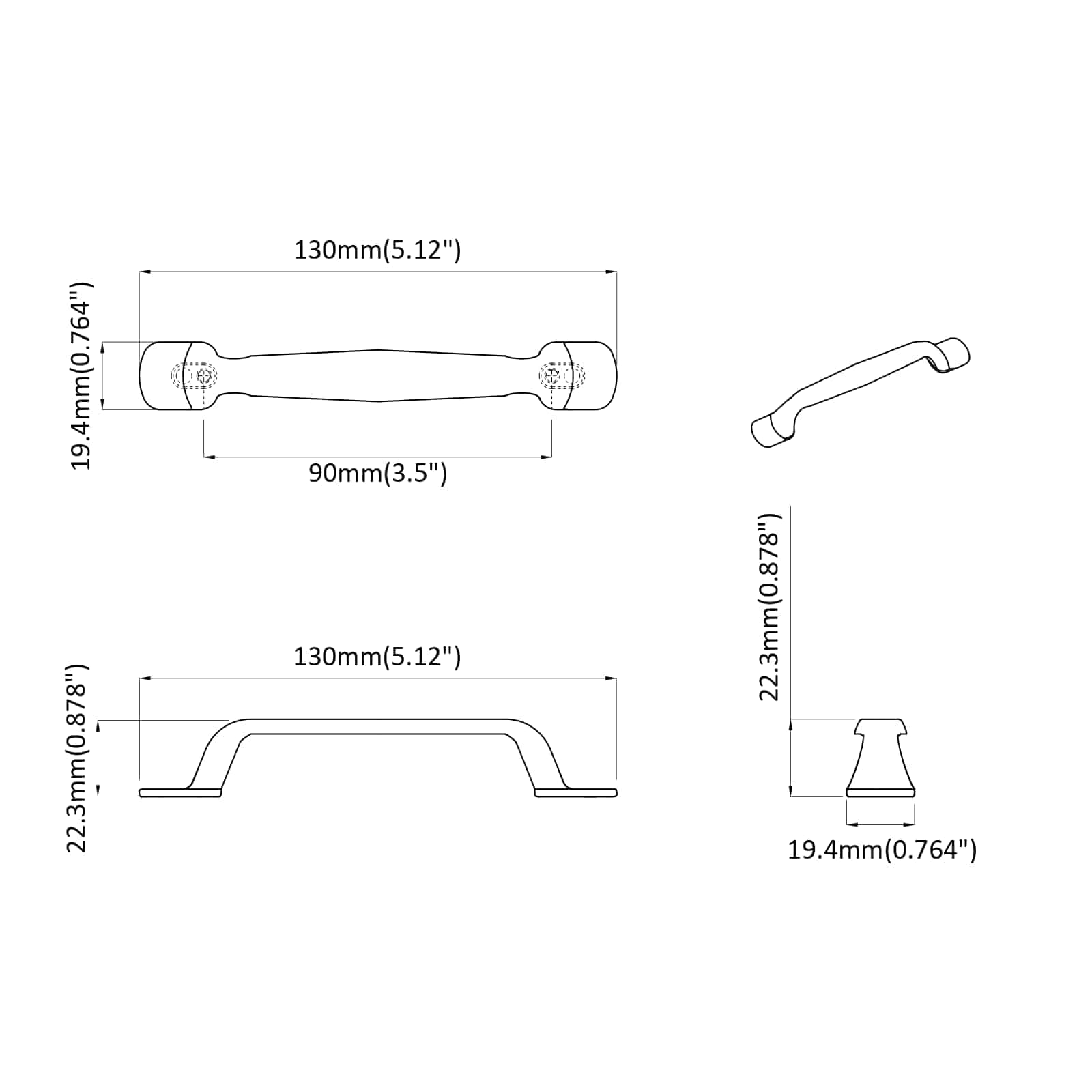 Χειριστήριο Επίπλου 12 pcs Μαύρο 130 x 19,4 x 22,3 χιλ. - Pakobazaar