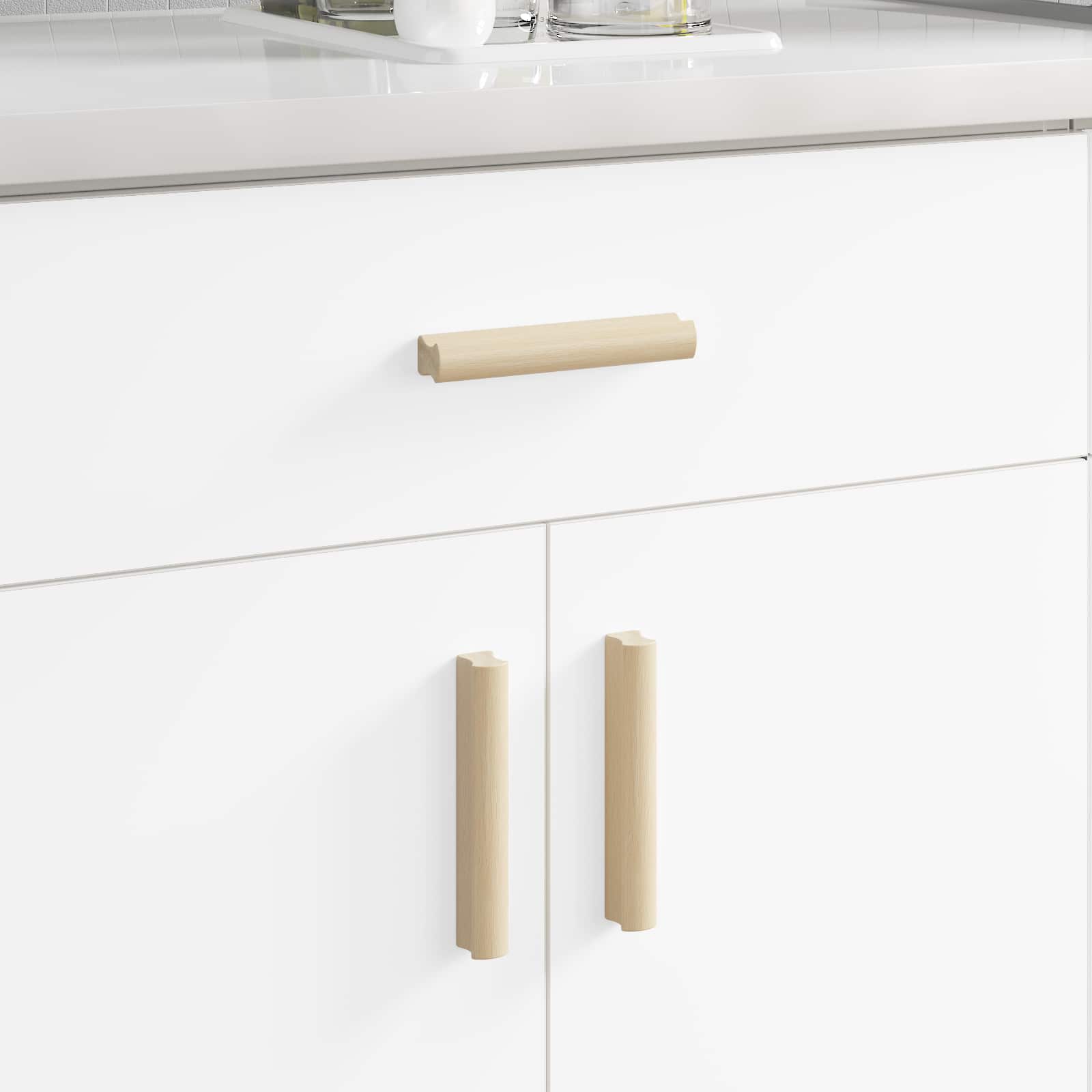 Ευθεία Λαβή 2 pcs Φυσικό Χρώμα Ξύλου 130 x 25 x 30 mm