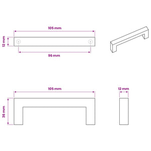 Χειριστήριο Επίπλου 2 τμχ. Μαύρο 105 x 12 x 36 mm Σίδερο - Pakobazaar