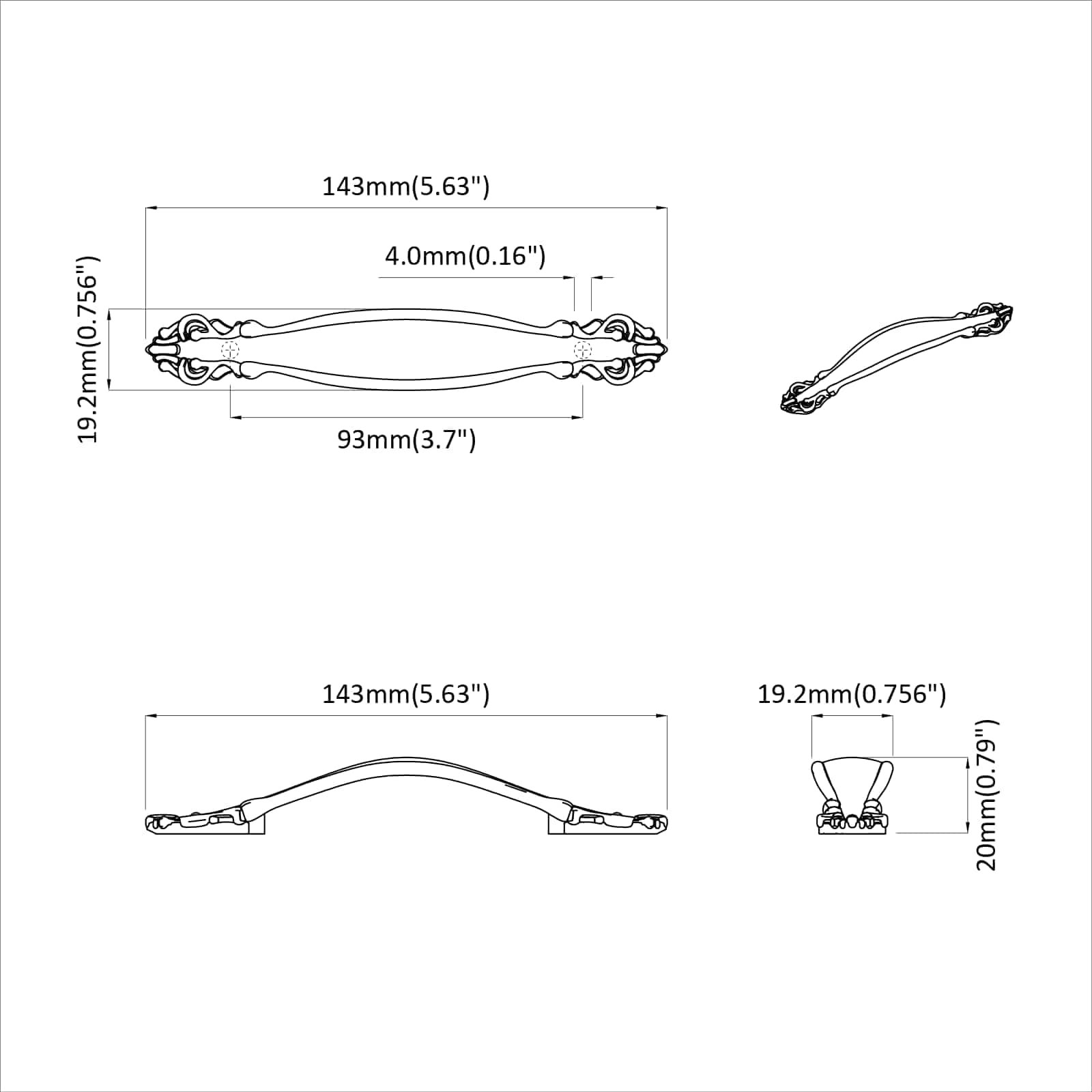 Λαβή 12 pcs Χρυσό 143 x 19,2 x 20 χιλ Ζαχαροχάλκος - Pakobazaar