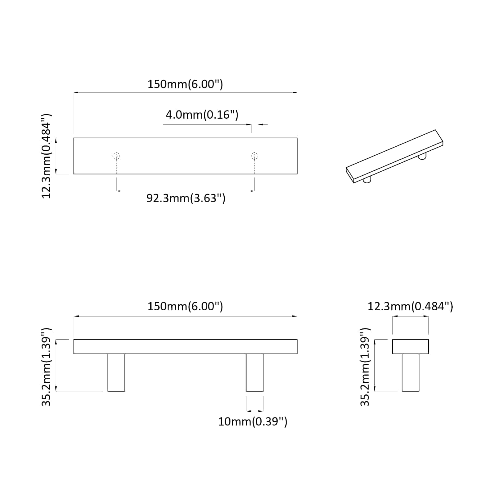 Χειριστήριο Ντουλάπας 12 pcs Μαύρο 150 x 12,3 x 35,2 χιλ - Pakobazaar