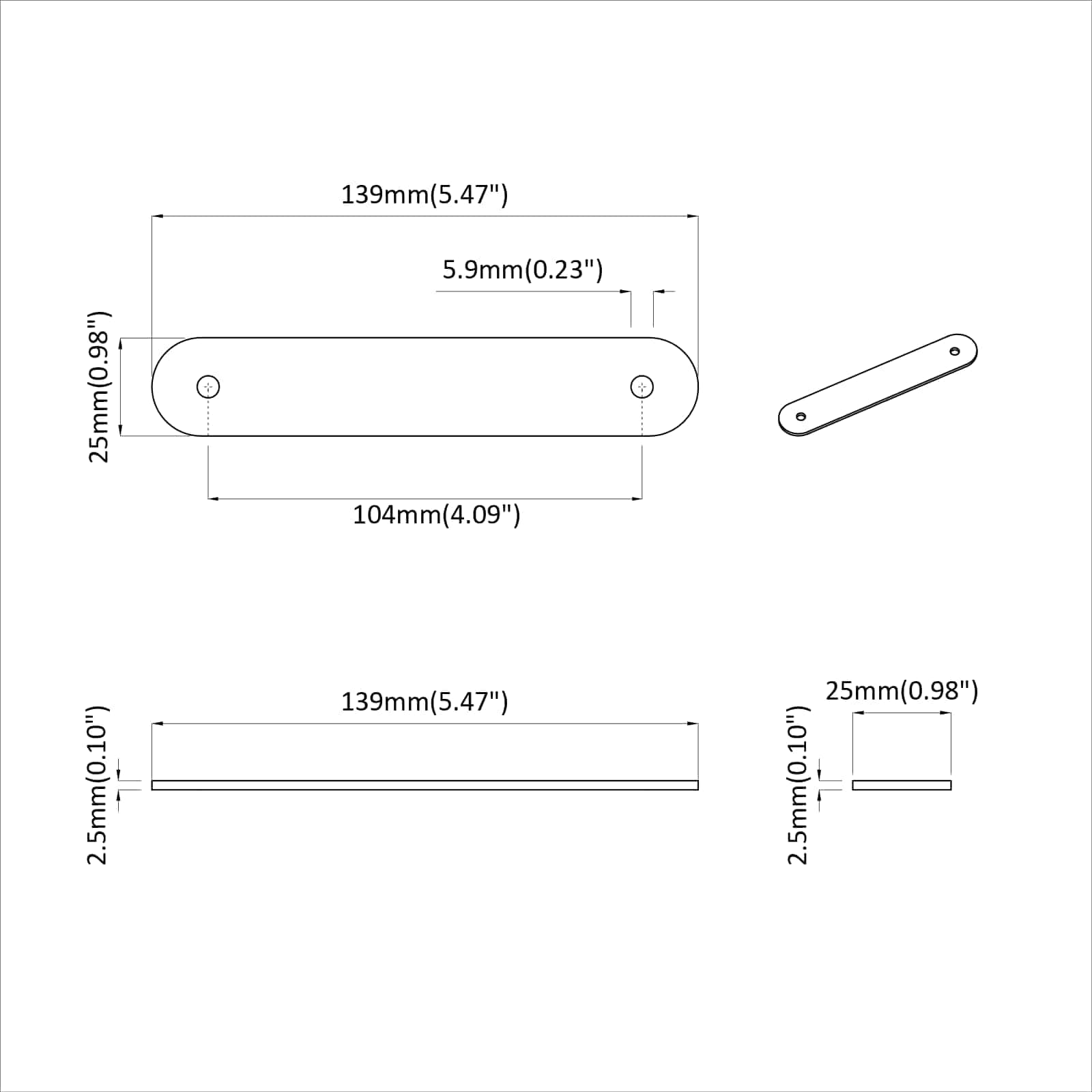 Χερούλια Ντουλαπιών 2 pcs Καφέ 140 x 25 x 2,3 χιλ PU - Pakobazaar