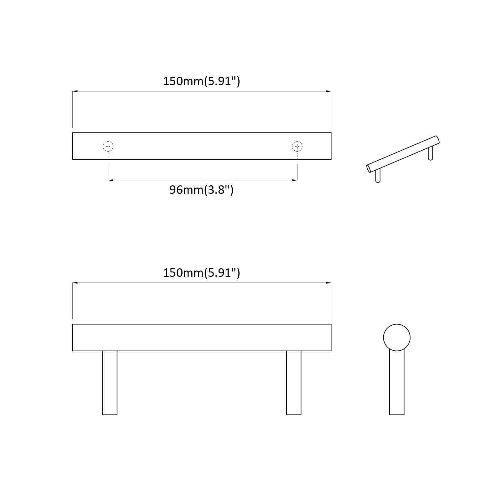 Χειριστήριο Ντουλάπας 2 pcs Χρυσό 150 mm Ανοξείδωτο ατσάλι