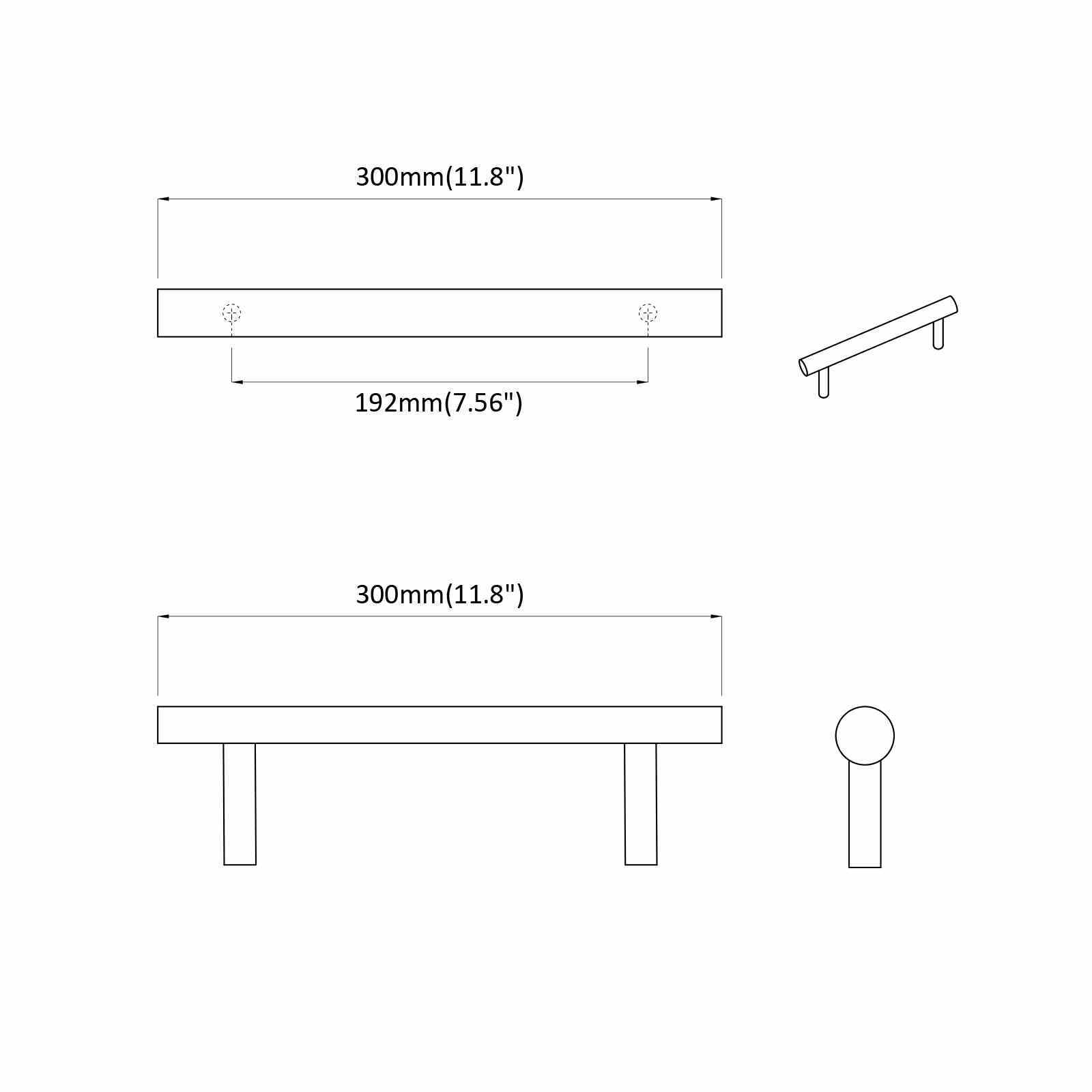 Χειριστήριο Ντουλάπας 12 pcs Ασημί 300 mm Ανοξείδωτο ατσάλι