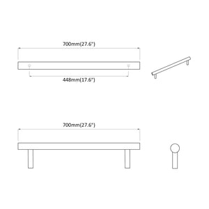 Χειριστήριο Ντουλάπας 2 pcs Ασημί 700mm Ανοξείδωτο ατσάλι - Pakobazaar