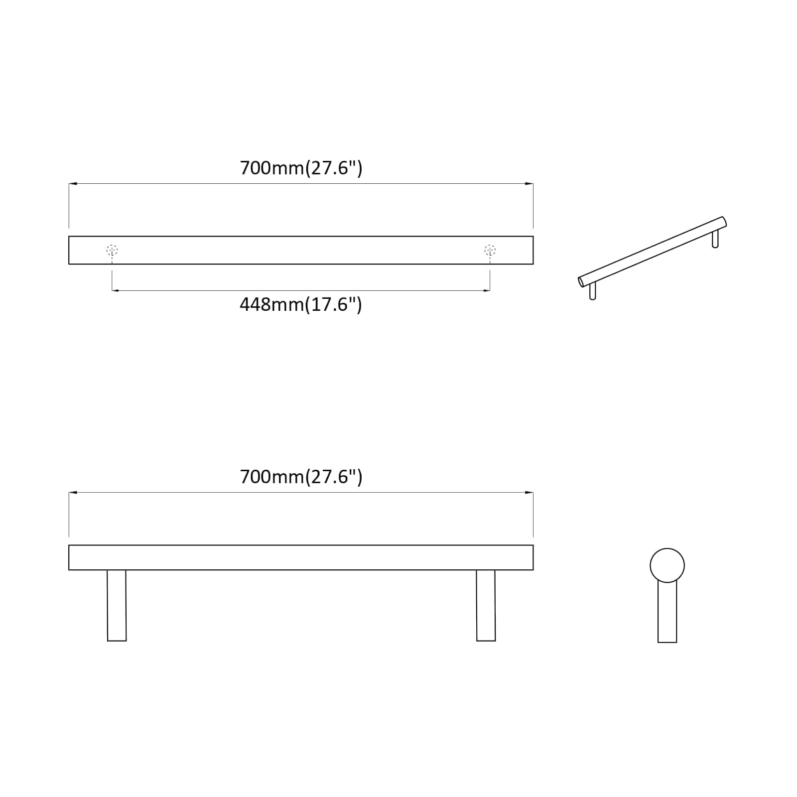 Χειριστήριο Ντουλάπας 12 pcs Ασημί 700mm Ανοξείδωτο ατσάλι - Pakobazaar