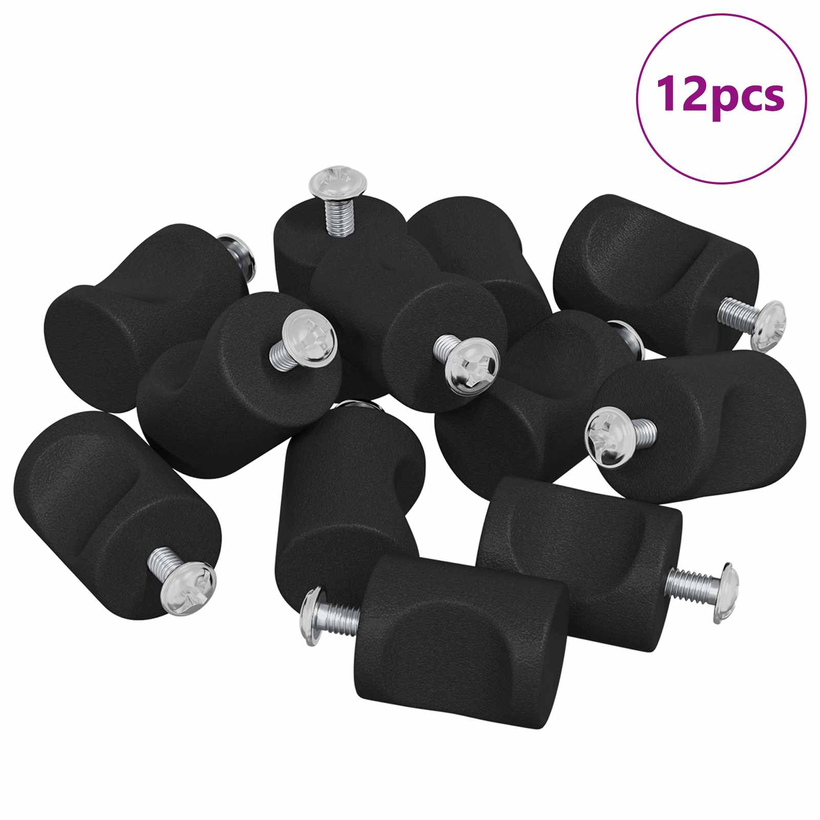 Κουμπιά Ντουλαπών 12 pcs Μαύρο M4 x 12 mm Σίδερο - Pakobazaar