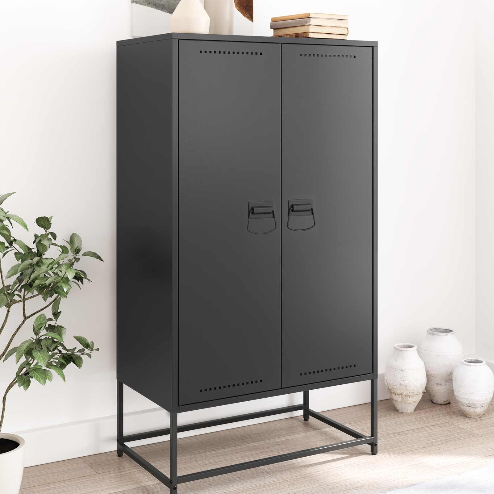 Χερούλια Ντουλαπιών 2 pcs Μαύρο 85 x 45 χιλ Μέταλλο - Pakobazaar