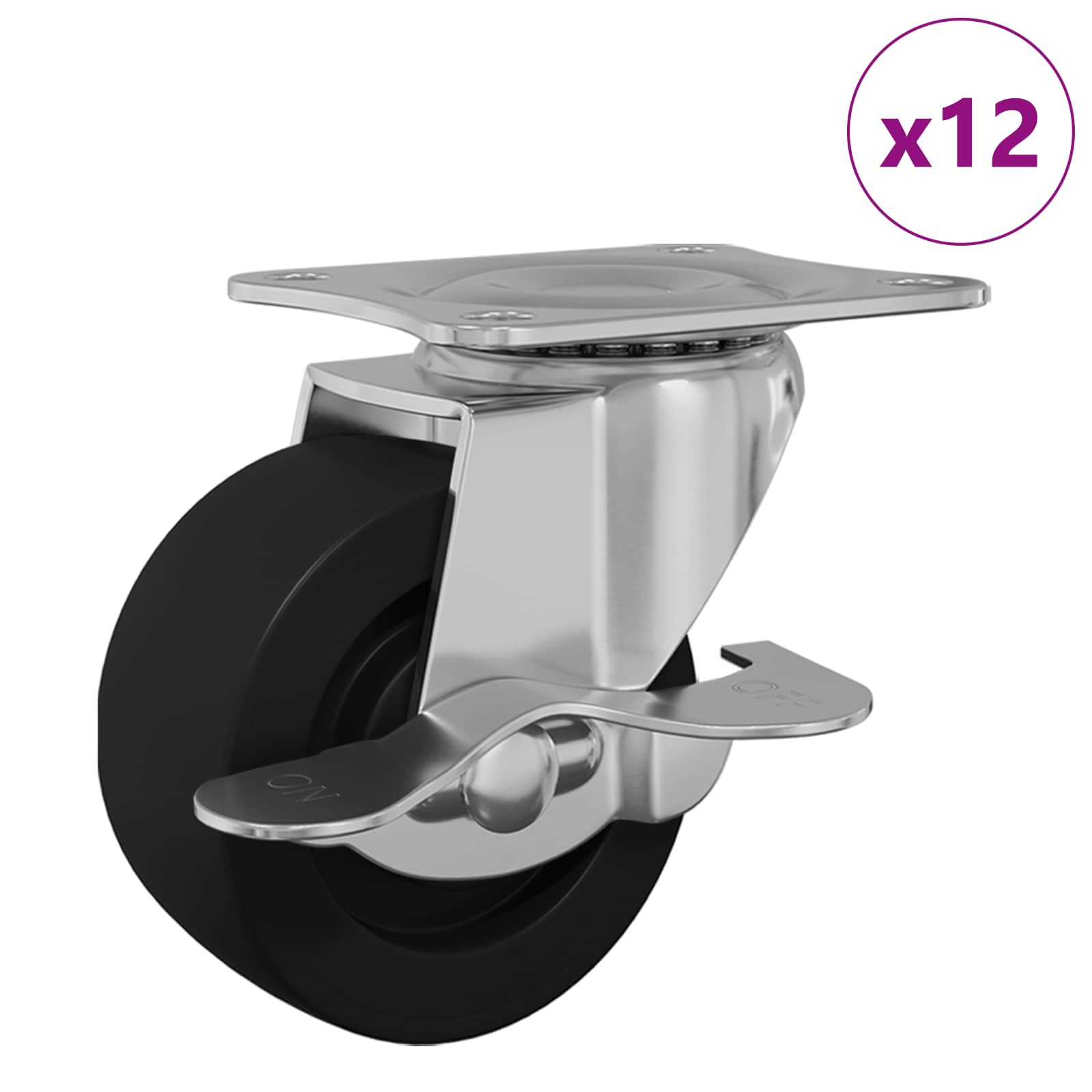 Τροχίσκος 12 pcs Μαύρο και ασημί 50,7 x 50,7 x 24,4 χιλ - Pakobazaar