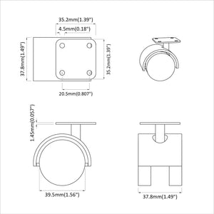 Στρόφιγγα 2 pcs Μαύρο 39,5 x 39,5 x 37,8 χιλ Σίδηρος και PP - Pakobazaar