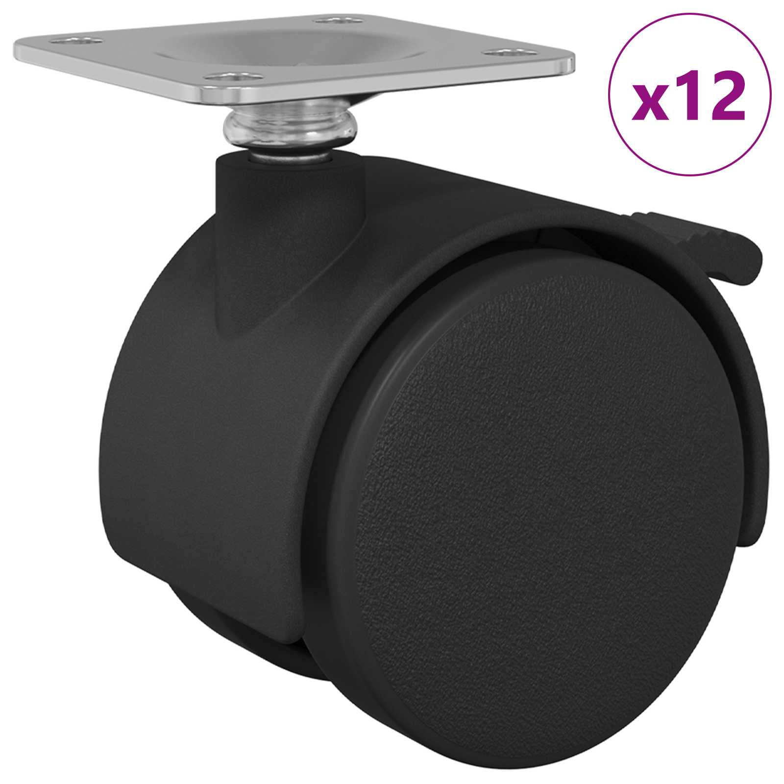 Τροχός 12 pcs Μαύρο 39,5 x 39,5 x 37,8 χιλ - Pakobazaar