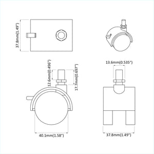 Τροχίσκος 2 pcs Μαύρο και Ασημί 40,1 x 40,1 x 37,8 χλστ - Pakobazaar