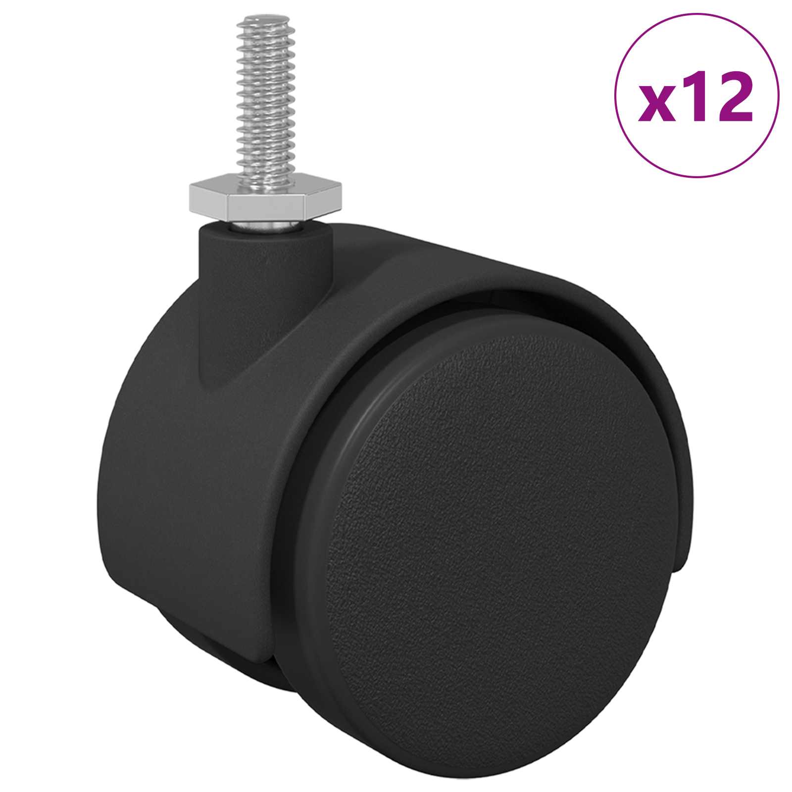 Τροχίσκος 12 pcs Μαύρο και Ασημί 40,1 x 40,1 x 37,8 χλστ - Pakobazaar