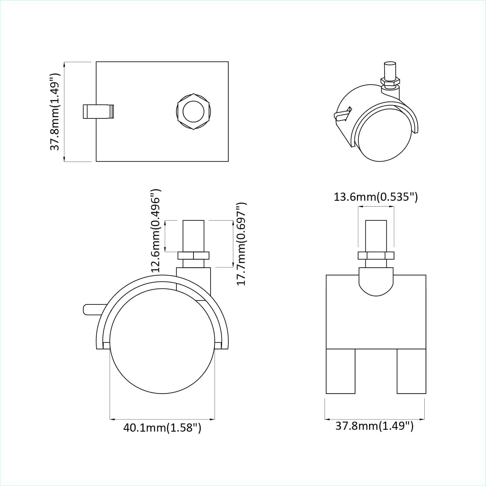 Τροχίσκος 12 pcs Μαύρο και Ασημί 40,1 x 40,1 x 37,8 χλστ - Pakobazaar