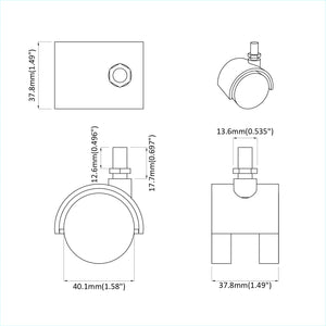 Ρόδες 12 pcs Μαύρο 40,1 x 37,8 χιλ PP και Σίδερο - Pakobazaar