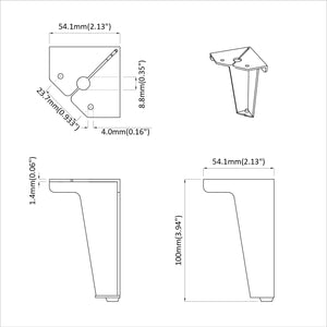 Πόδια Επίπλων 2 pcs Μαύρο 54,1 x 54,1 x 100 mm Σίδερο - Pakobazaar