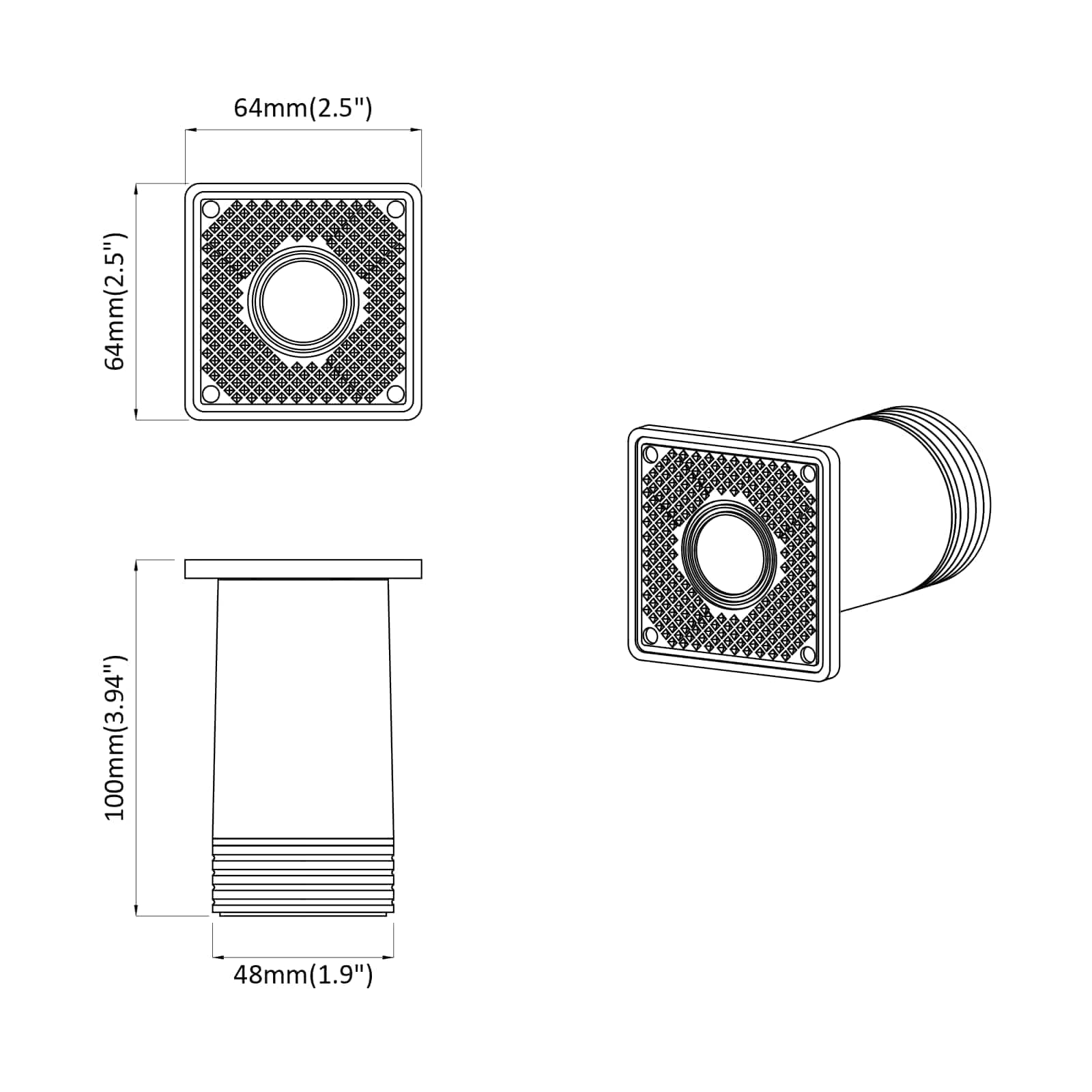 Πόδια Επίπλων Ρυθμιζόμενος 12 pcs Λευκό 64 x 64 x 100 mm PP