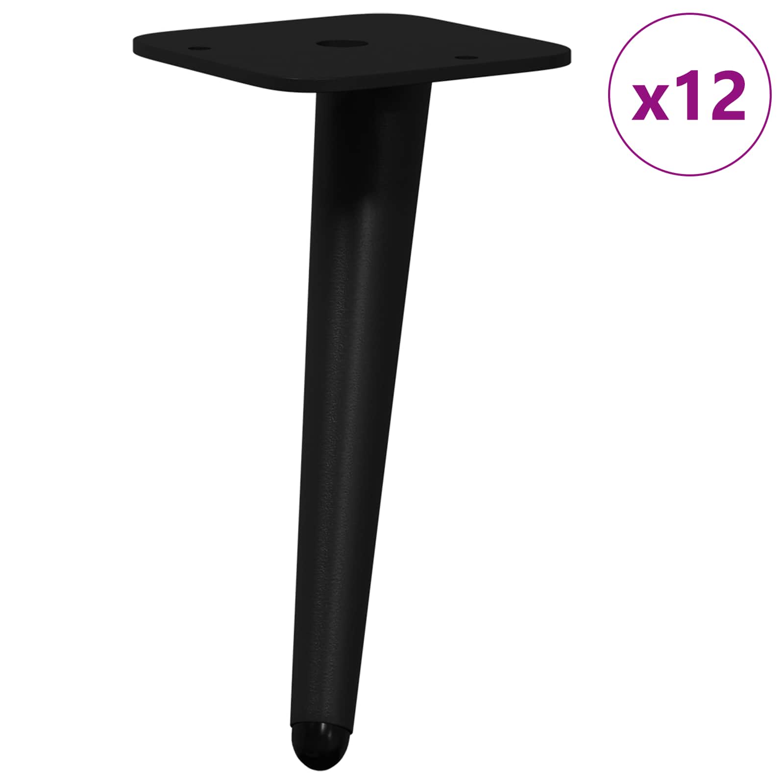 Σταντ Πόδια 12 pcs Μαύρο 56 x 56 x 100 mm Σίδερο