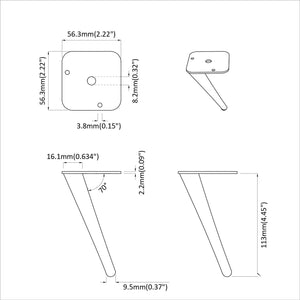Σταντ Πόδια 12 τμχ. Μαύρο 56 x 56 x 100 mm Σίδερο