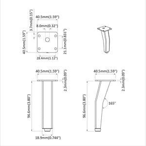 Στηρίγματα 2 τμχ. Μαύρο 40 x 40 x 100 mm Σίδερο