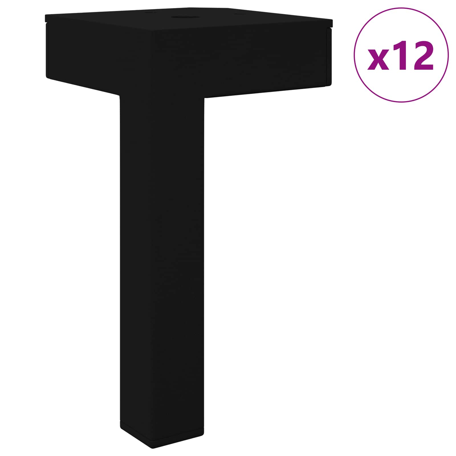 Στηρίγματα 12 pcs Μαύρο 57 x 57 x 100 mm Σίδερο