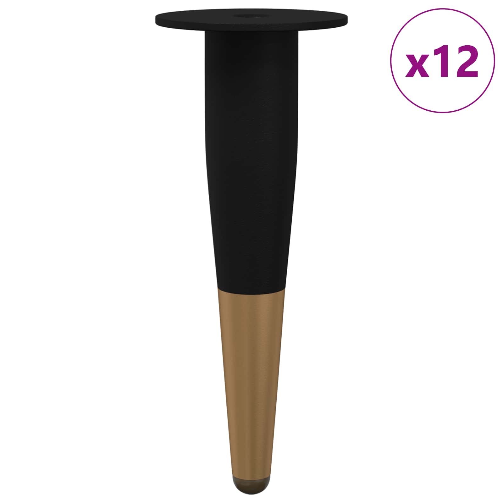 Πόδια Επίπλων 12 pcs Μαύρο και Χρυσό Ø 40 x 98 mm Σίδερο