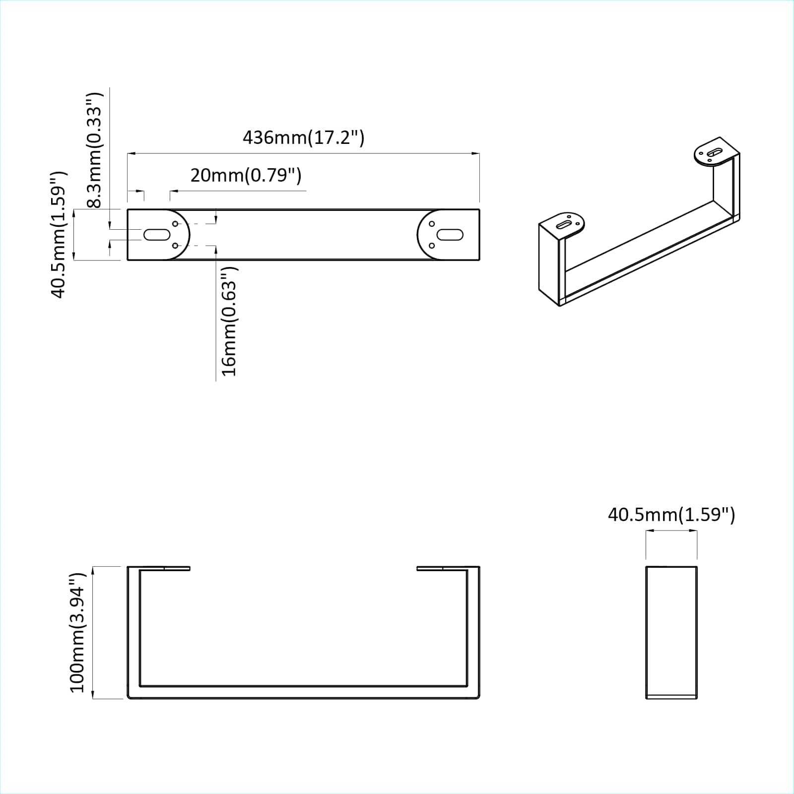 Πόδια Επίπλων 2 pcs Μαύρο 436 x 40,5 x 100 χιλ Σίδερο - Pakobazaar