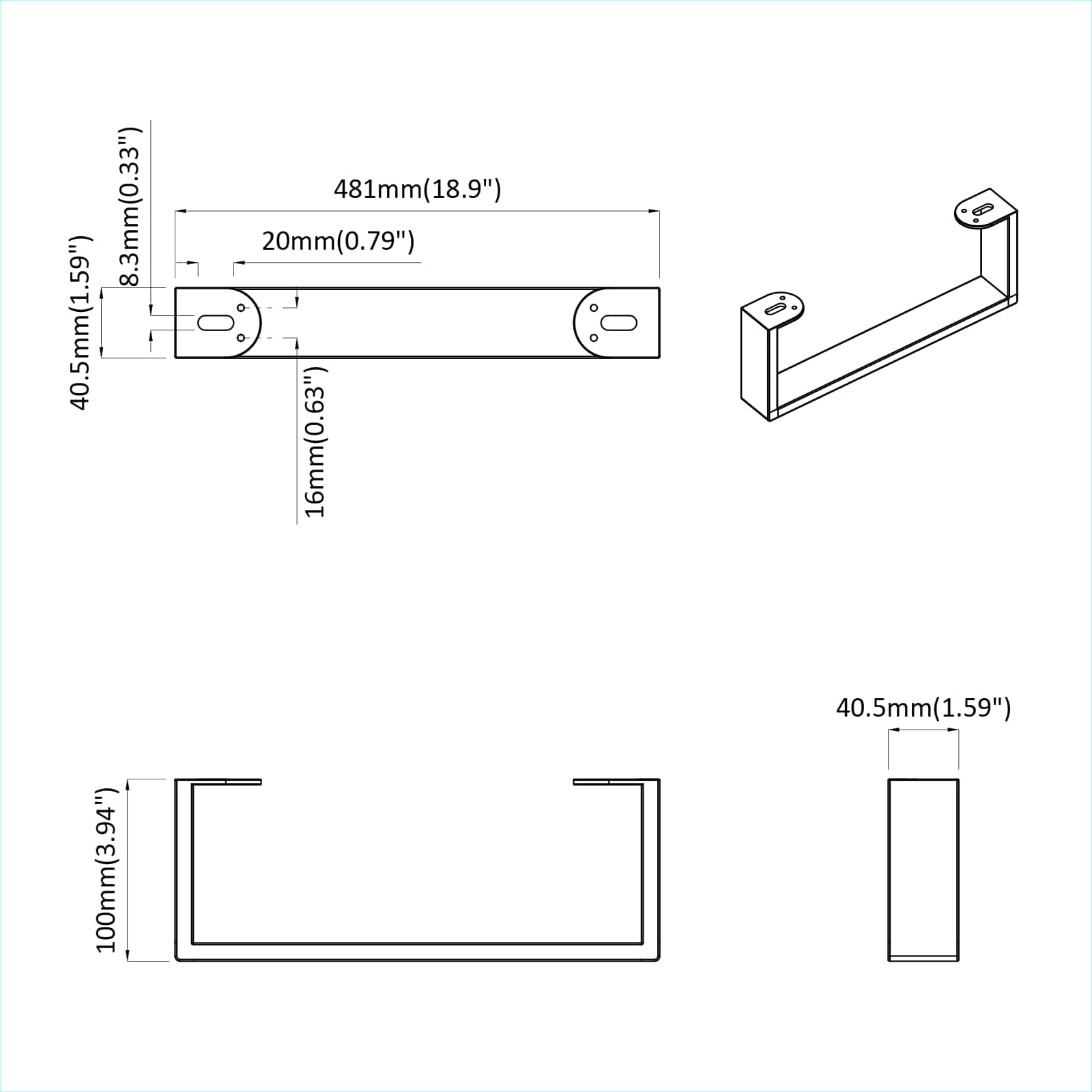 Πόδια Επίπλων 2 pcs Μαύρο 481 x 40,5 x 100 χιλ Σίδερο - Pakobazaar