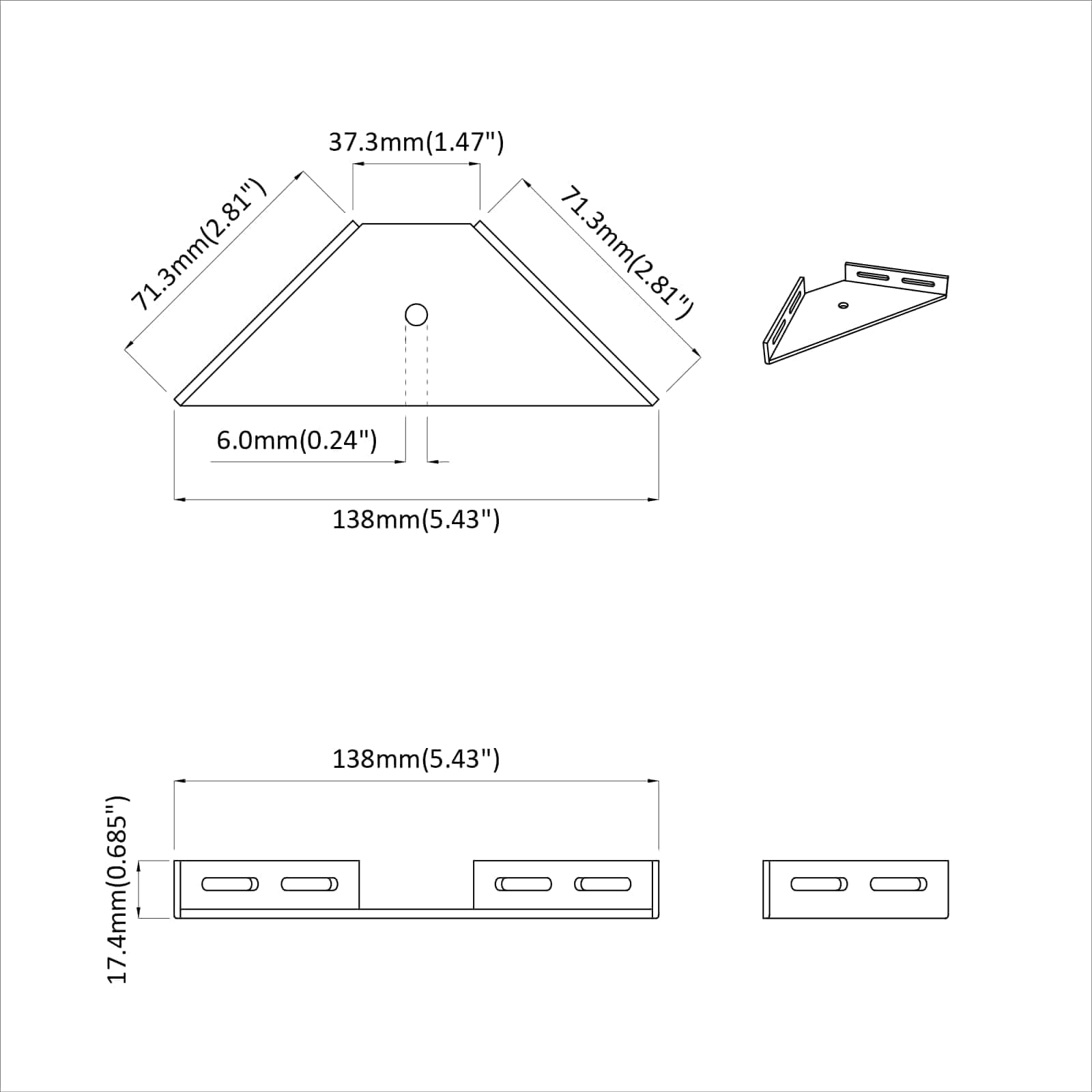 Βραχίονας Γωνίας 2 pcs Μαύρο 138,5 x 50,5 x 16 mm Σίδερο