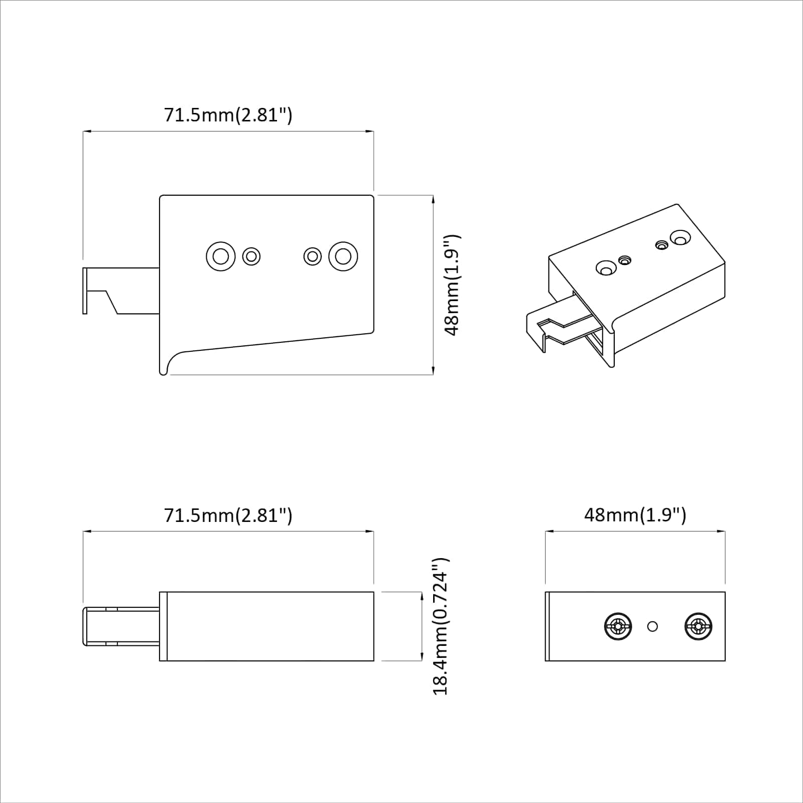 Κρεμαστός Βραχίονας Ντουλαπιού 261 pcs Λευκό 70 x 48 x 19 χιλ - Pakobazaar