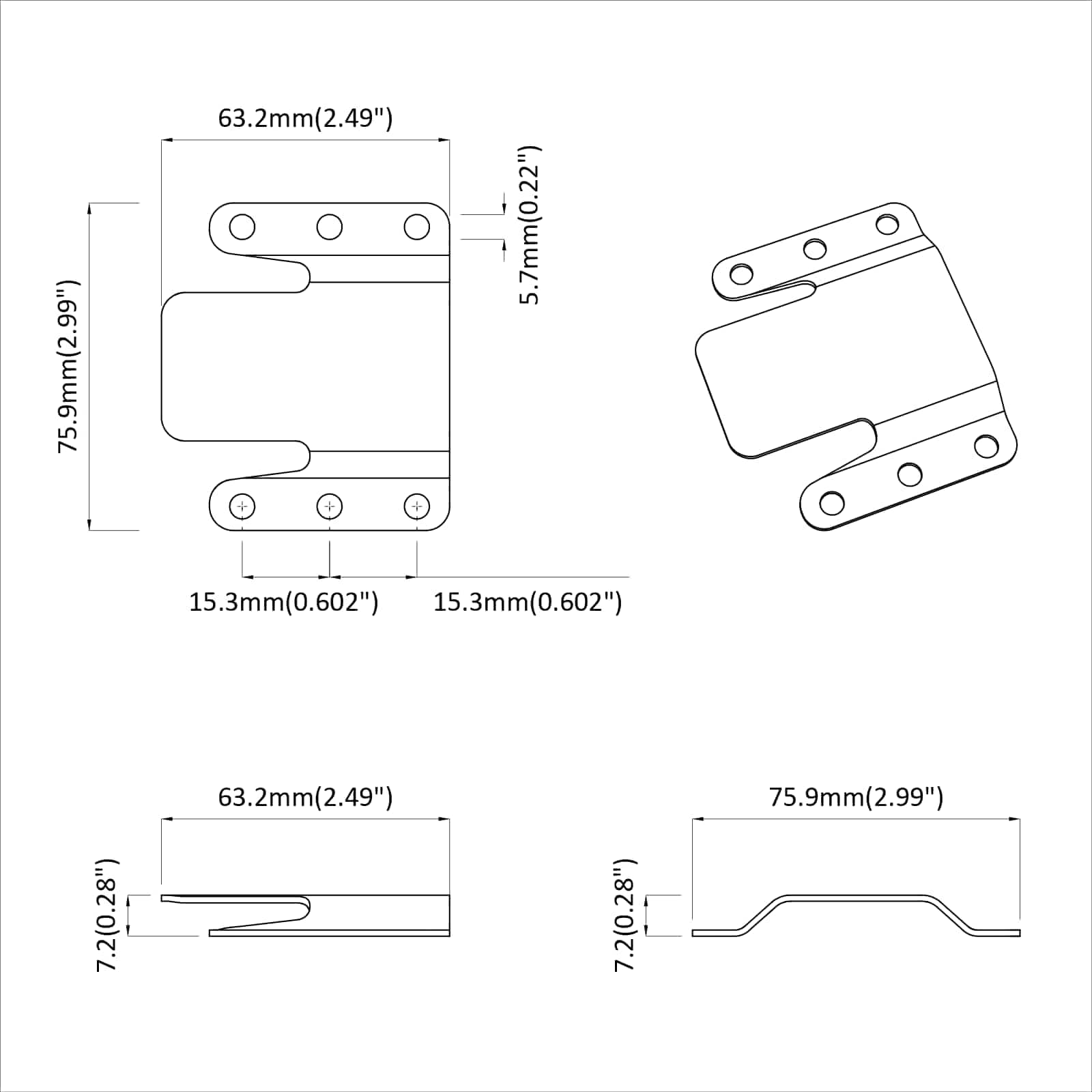 Βραχίονας Θαμμένου Στήριξης 2 pcs Ασημί 75 x 66 x 1,4 χιλ - Pakobazaar