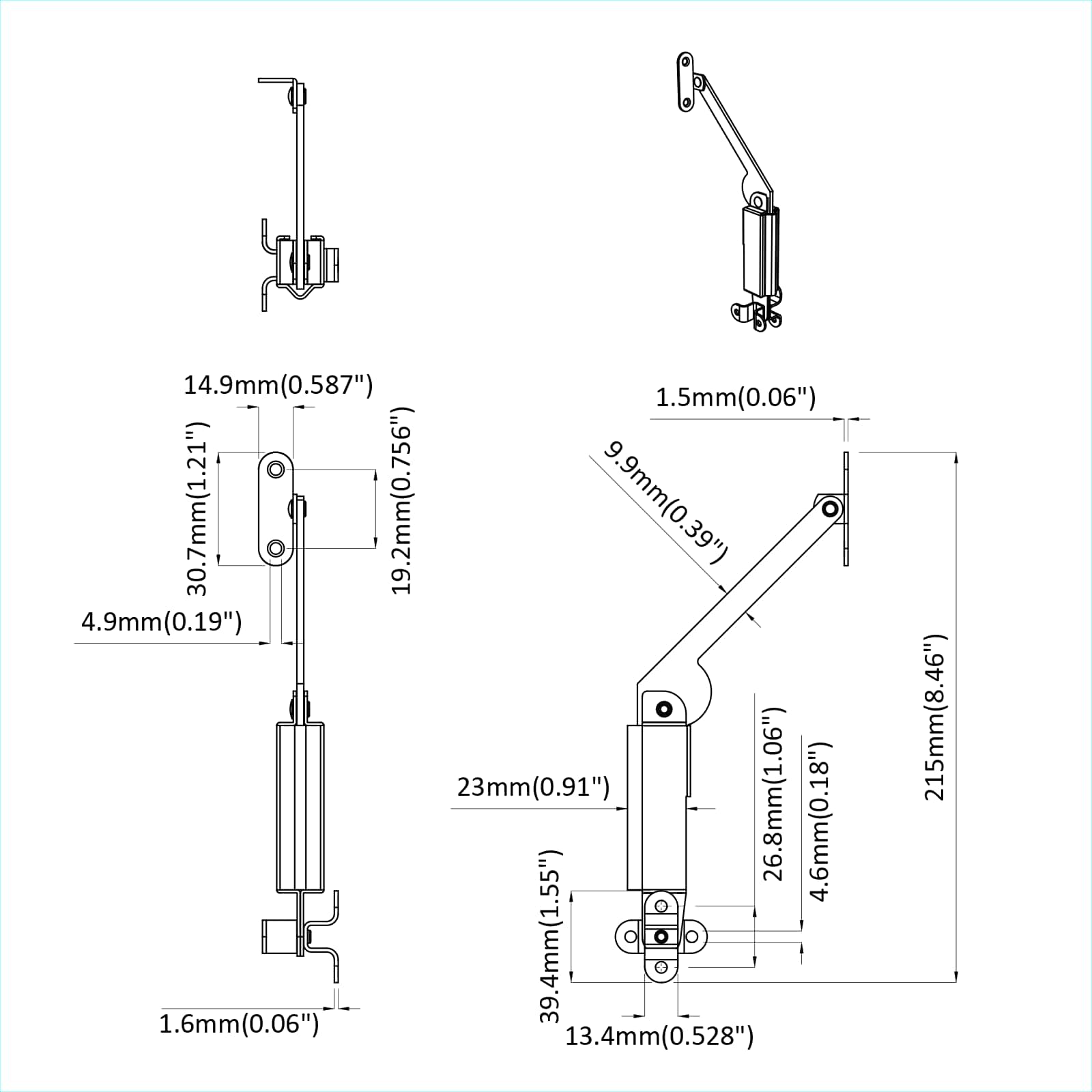 Μεντεσές στήριξης καπακιού 2 pcs Μαύρο 192 x 32 x 50 mm Ατσάλι