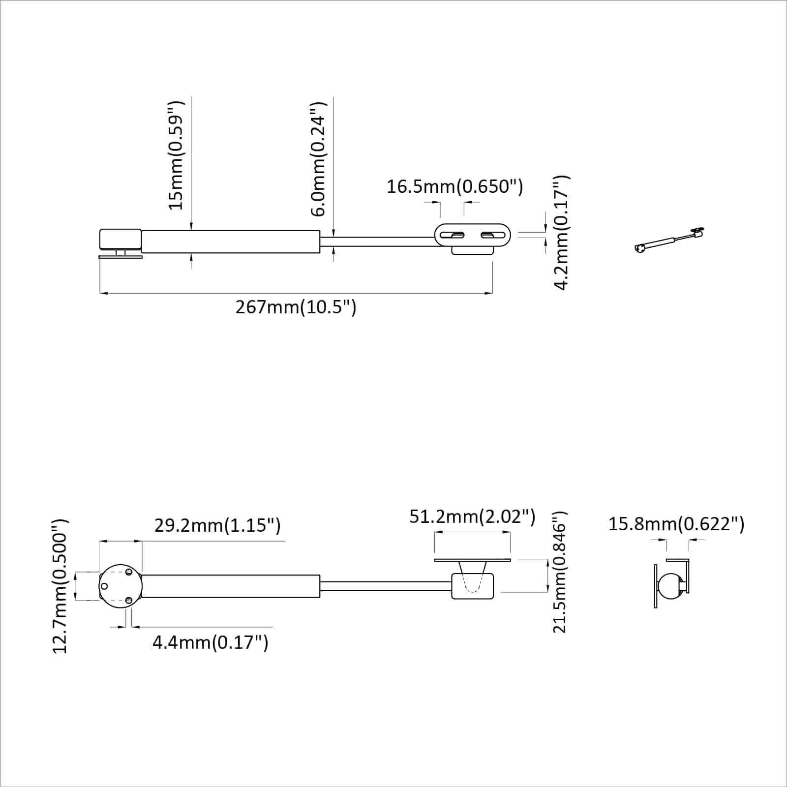 Υδραυλικό Αεριοελατήριο 12 pcs Ασημί 280 x 17 x 16 mm