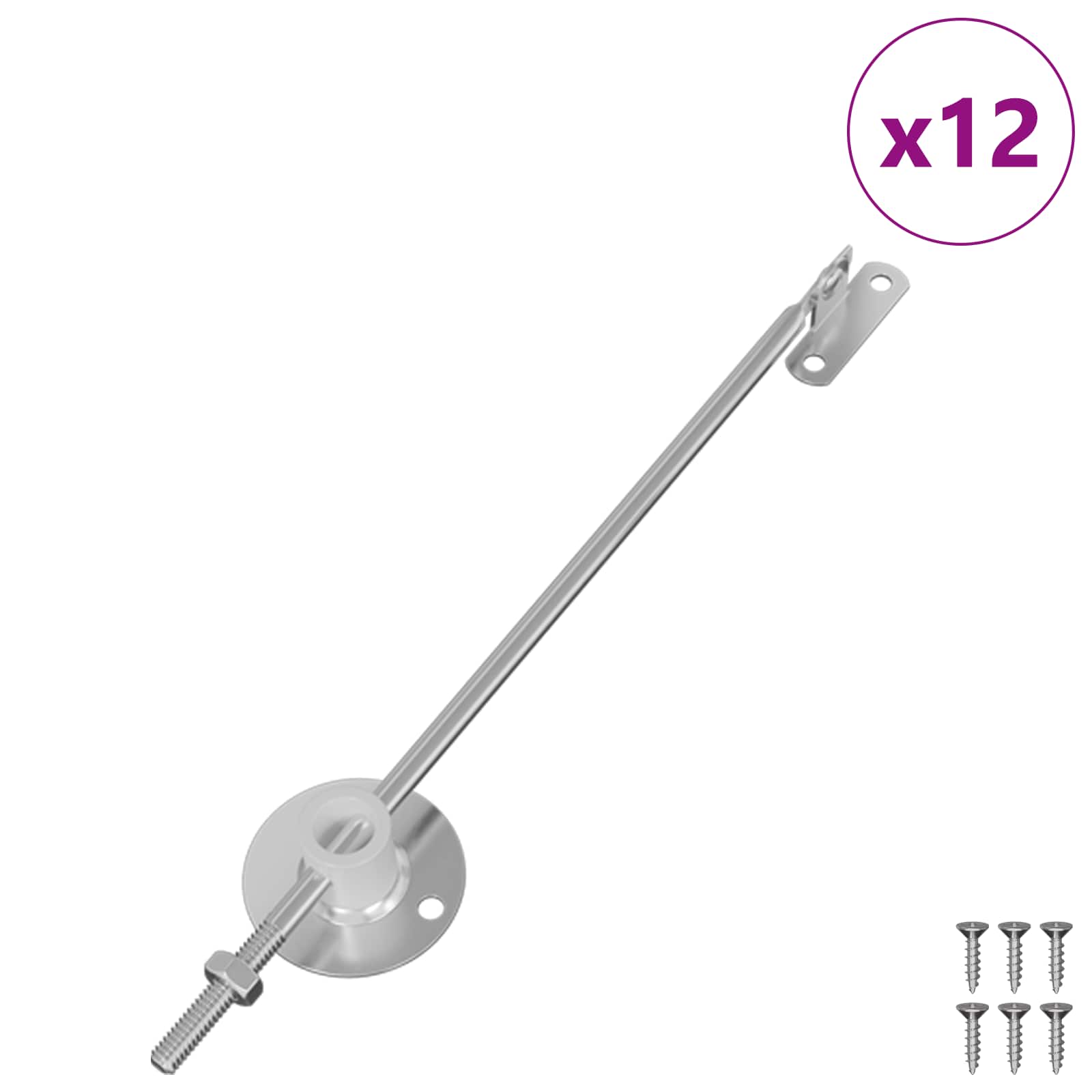 Μεντεσές στήριξης καπακιού 12 pcs Ασημί 194 x 36 x 18 mm Σίδερο