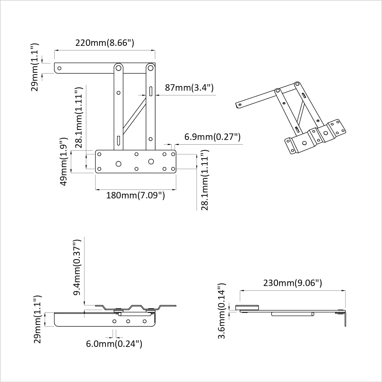 Μηχανισμός Ανύψωσης Κρεβατιού 12 pcs Μαύρο 340 x 95 x 40 χιλ - Pakobazaar