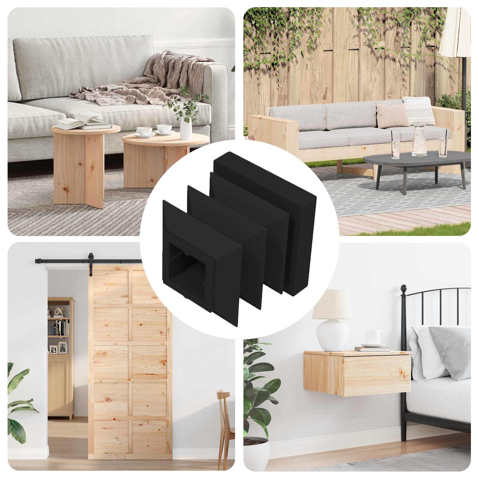 Καπάκια Τέλους 12 pcs Μαύρο 15 x 15 x 15 χιλιοστά PP