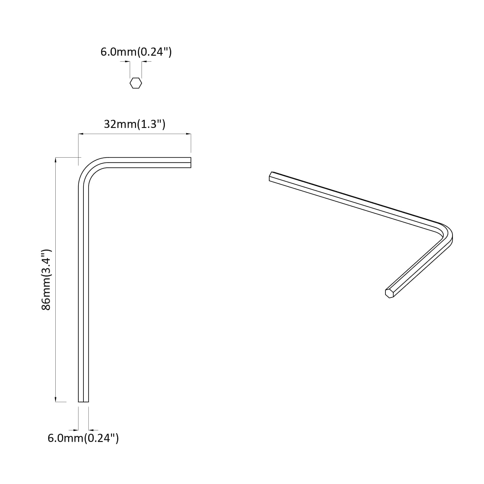 Εξαγωνικό Κλειδί 2 pcs Ασημί 32 x 86 χιλ. Ατσάλι