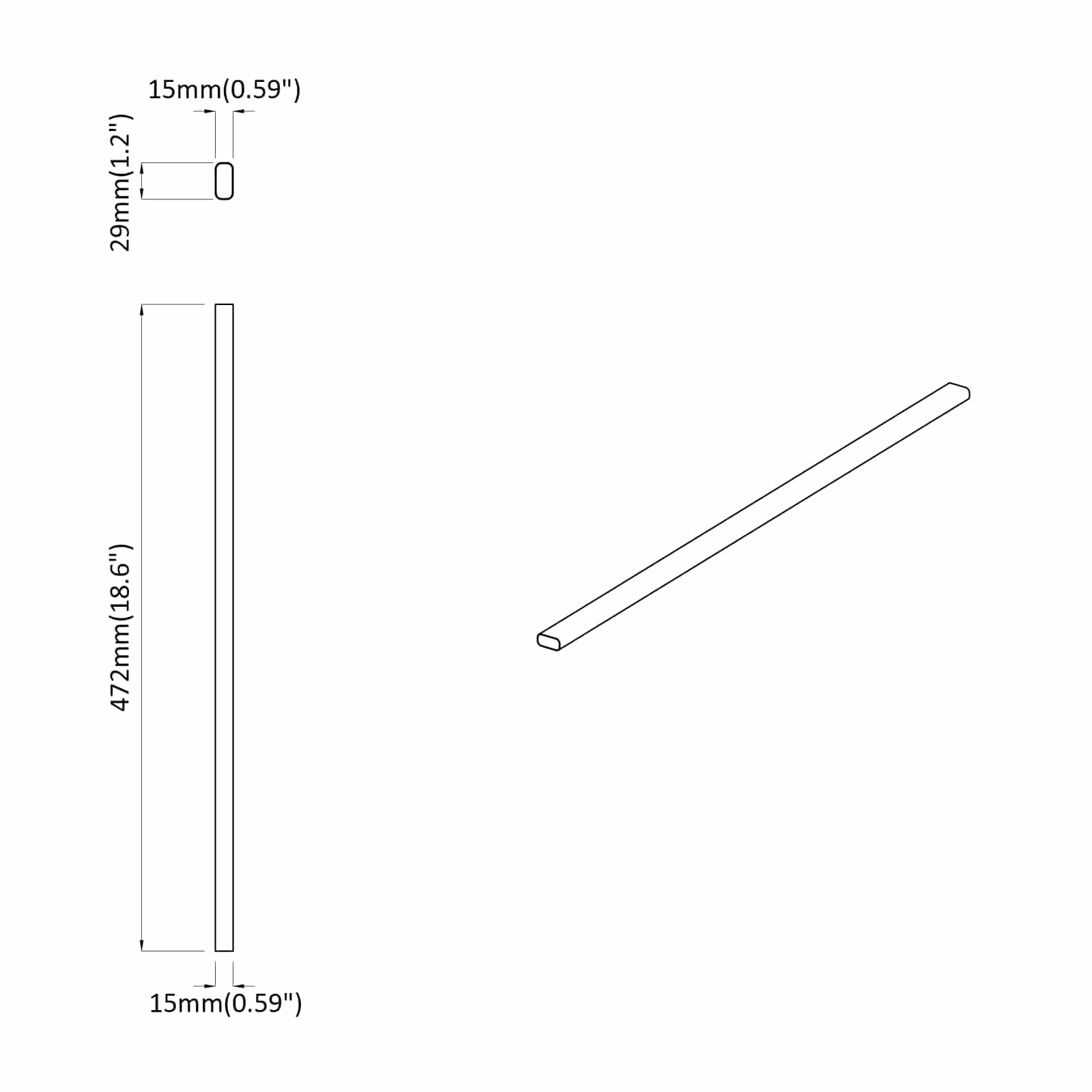 Ράβδος Ντουλάπας 2 pcs Ασημί 764 x 15 x 29 mm Αλουμινένιο Κράμα