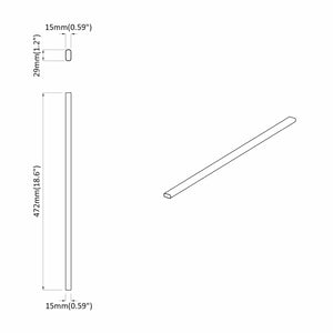 Ράβδος Ντουλάπας 2 τμχ. Ασημί 472 x 15 x 29 mm