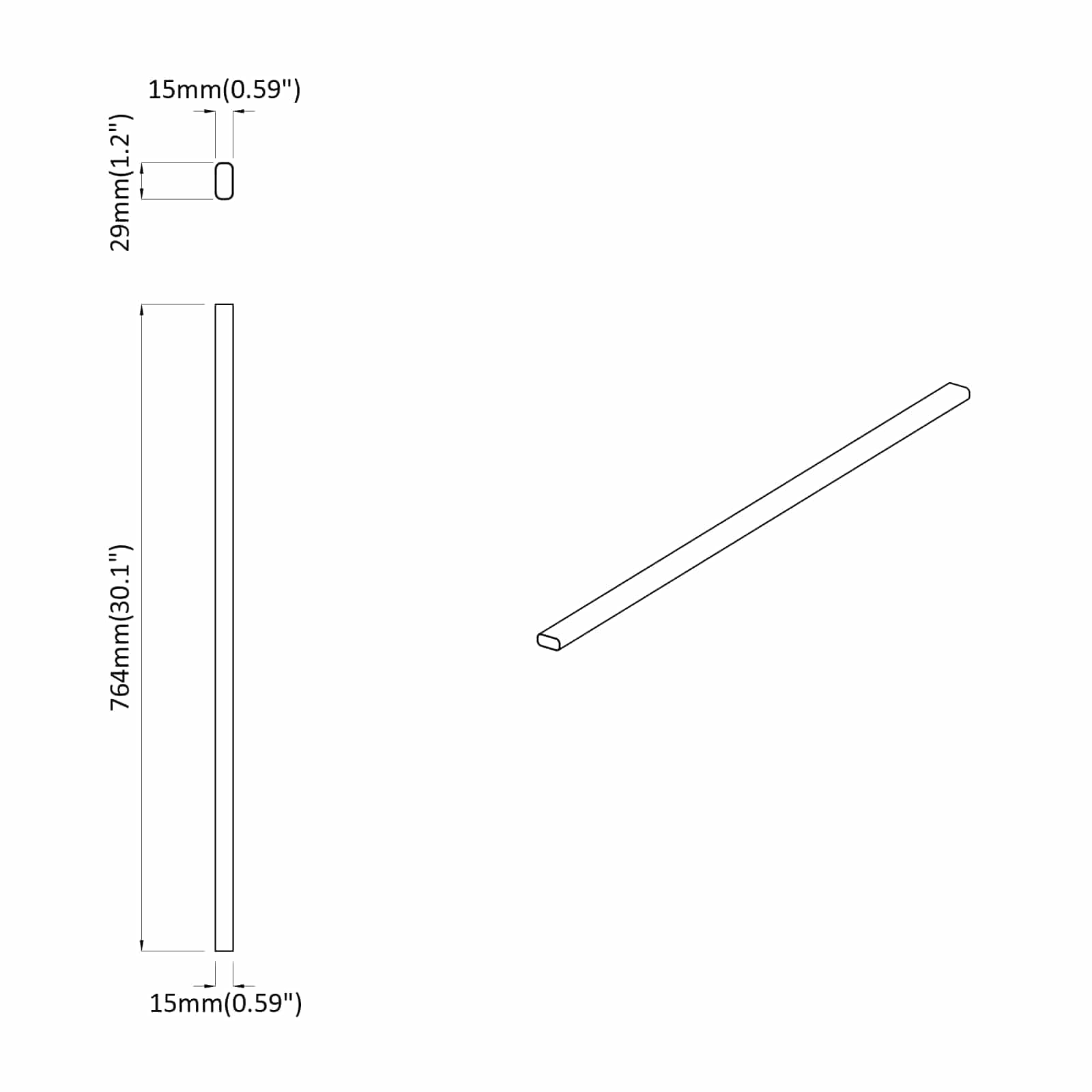 Ράβδος Ντουλάπας 2 pcs Ασημί 764 x 15 x 29 mm Αλουμινένιο Κράμα - Pakobazaar