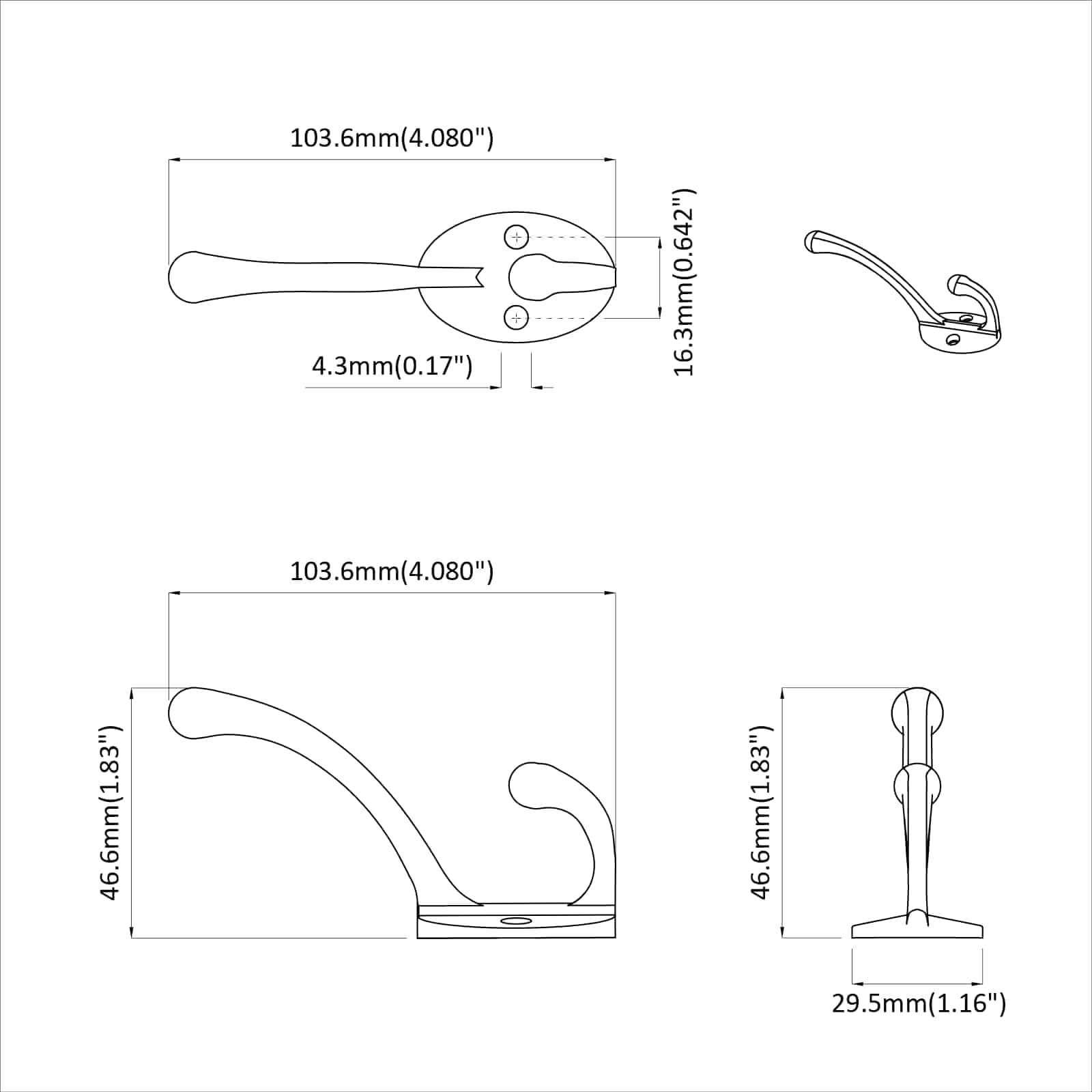 Κρεμάστρα Ρούχων 346 pcs Μαύρο 102 x 29 x 47mm Ζαχαροχάλκος