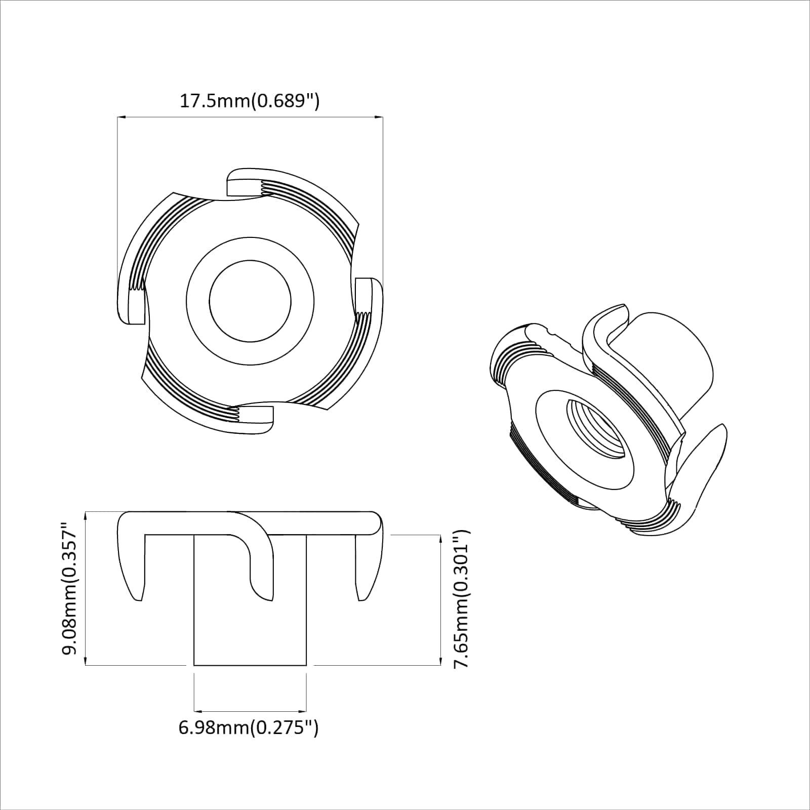 Πριονωτό T-nut 2 pcs Ασημί M6 χιλ. Ατσάλι