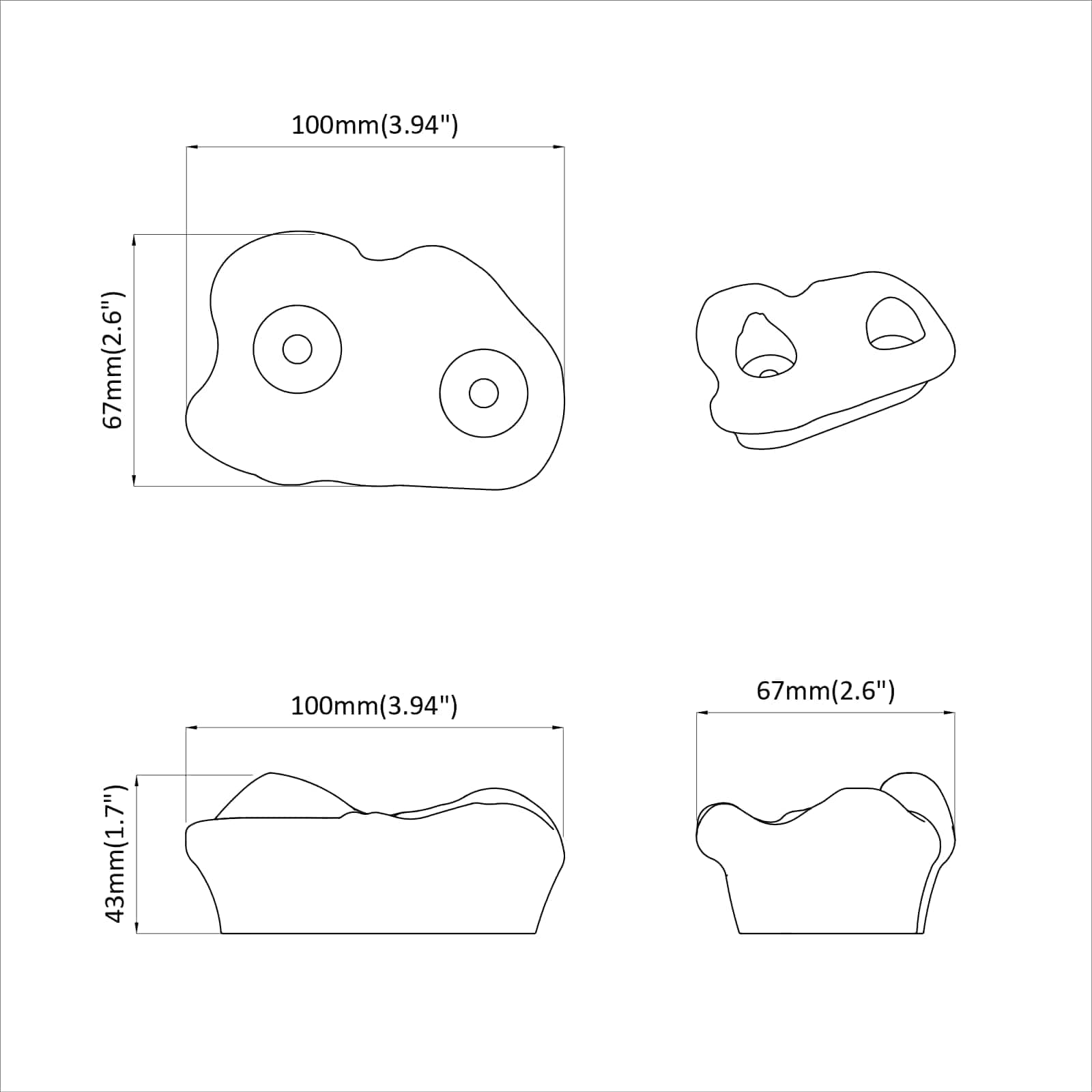 Βάσεις αναρρίχησης 2 pcs Πράσινο 100 x 67 x 43 mm PP