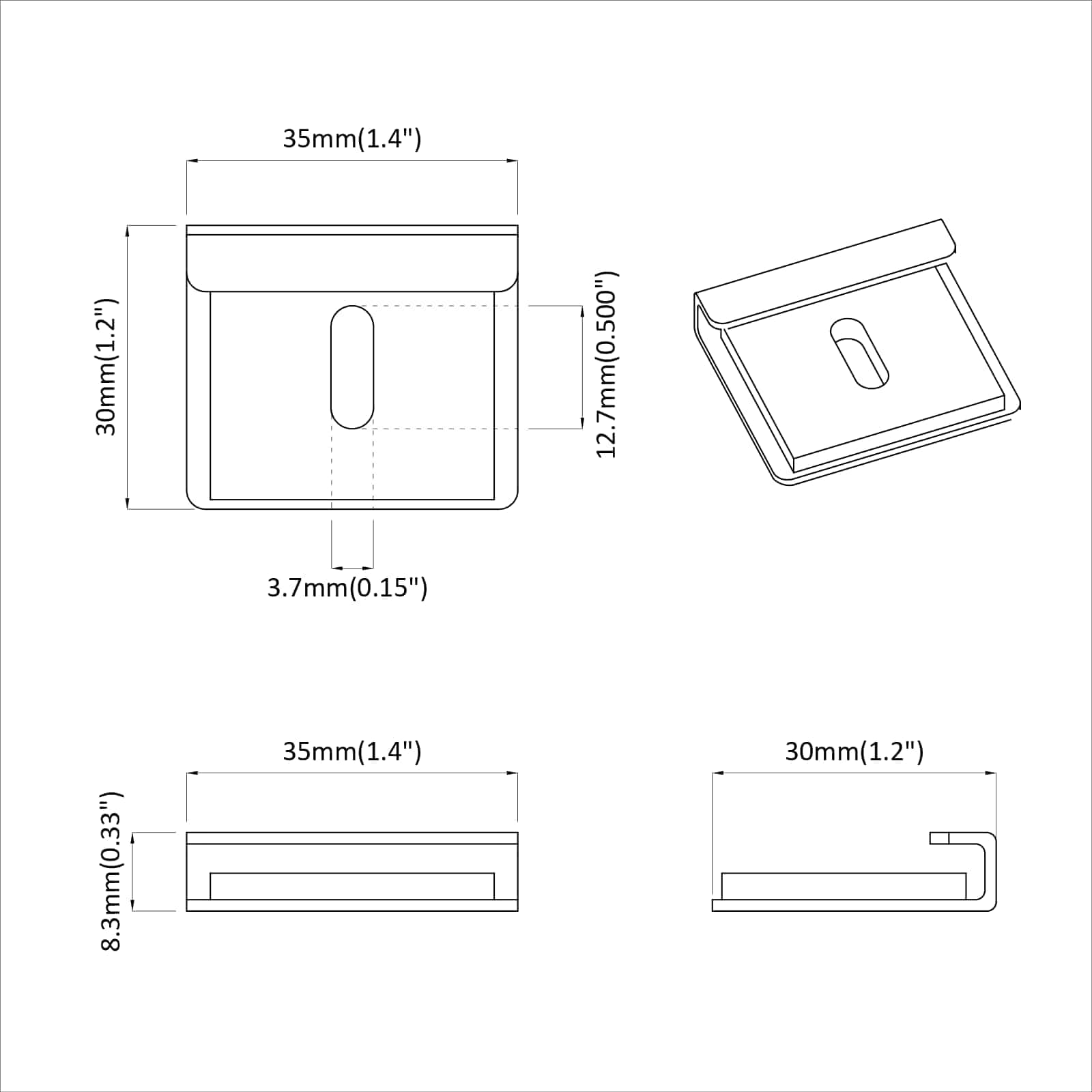 Βραχίονας Στήριξης Καθρέφτη 12 pcs Νίκελ 35 x 30 x 8,3 mm - Pakobazaar