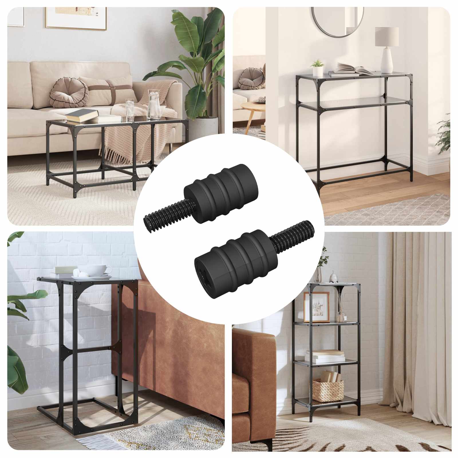 Βίδα Στήριξης 2 pcs Μαύρο M4 Καουτσούκ και Χάλυβας