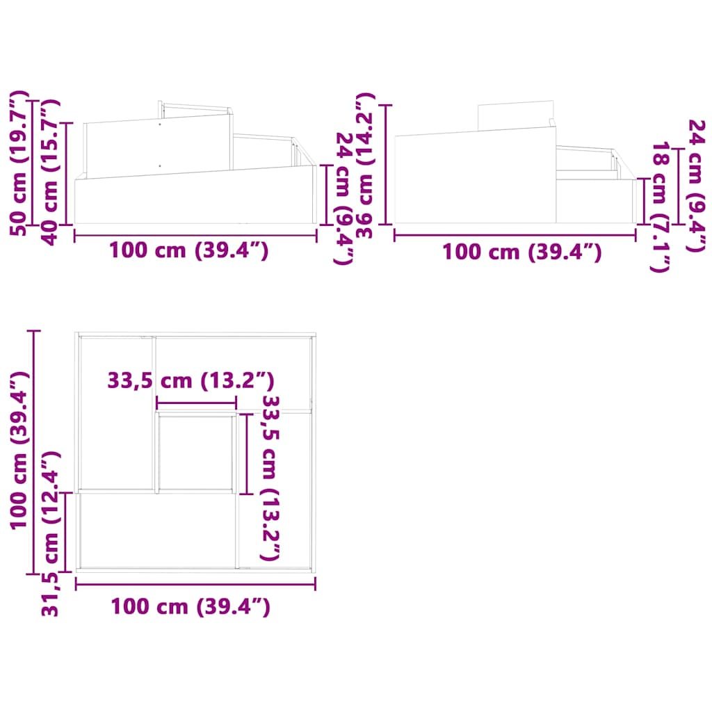Γλάστρα Κήπου Ανθρακί 100 x 100 x 50 cm Ψυχρής έλασης χάλυβας - Pakobazaar