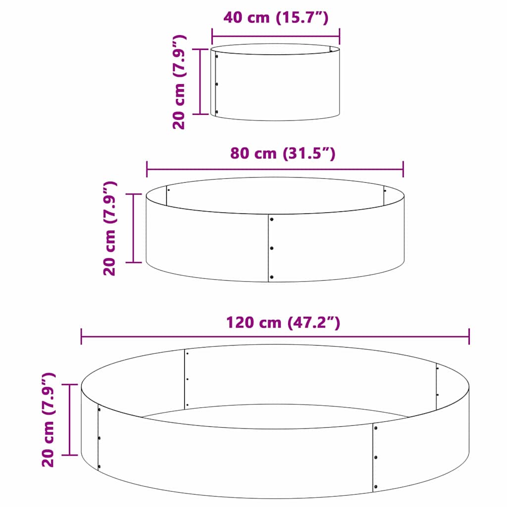 Γλάστρα Κήπου Ασημί 120 x 120 x 20 εκ. Επικαλυμμένος Χάλυβας