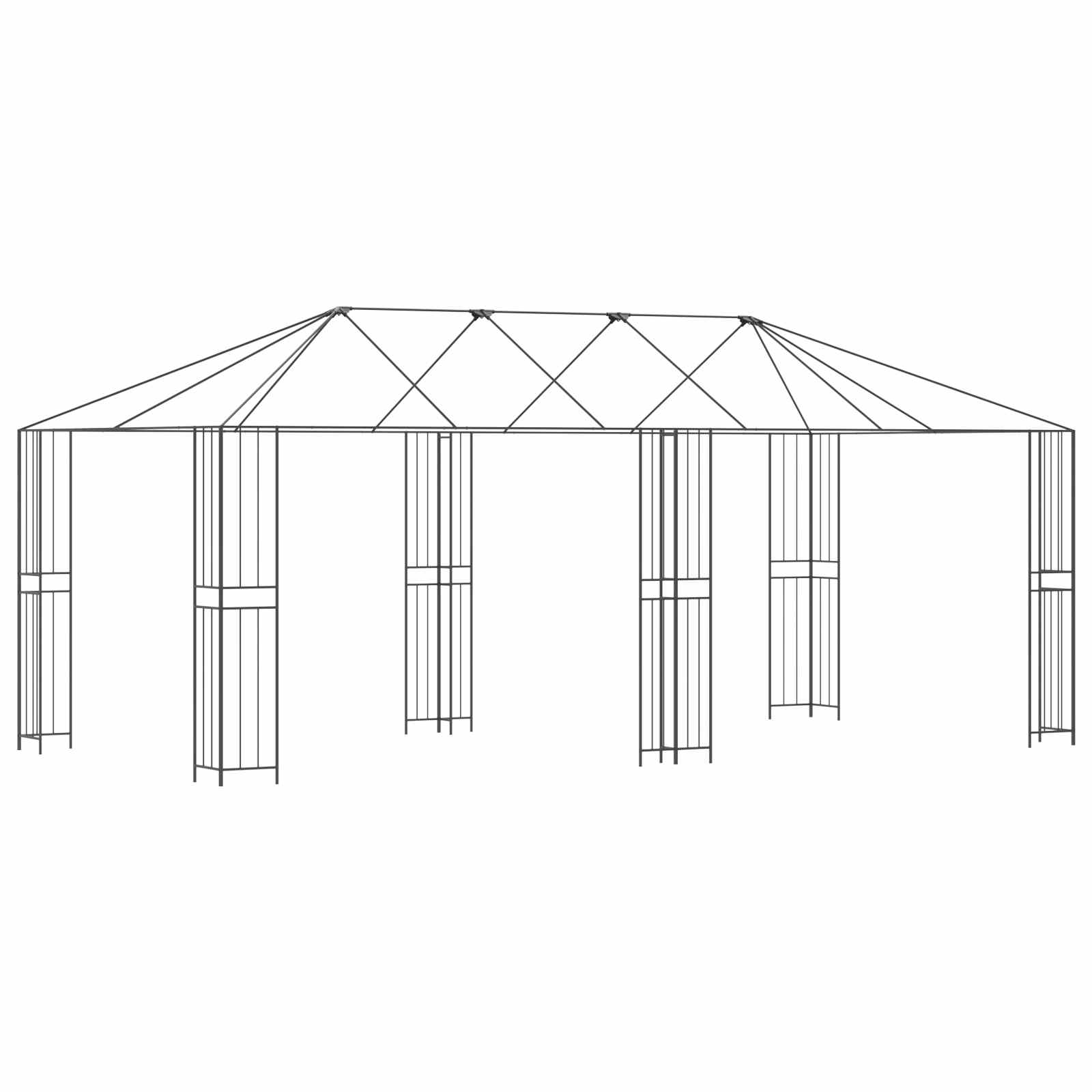 Σκελετός Γκαζebo 6 x 3 m Μαύρο Ατσάλι - Pakobazaar