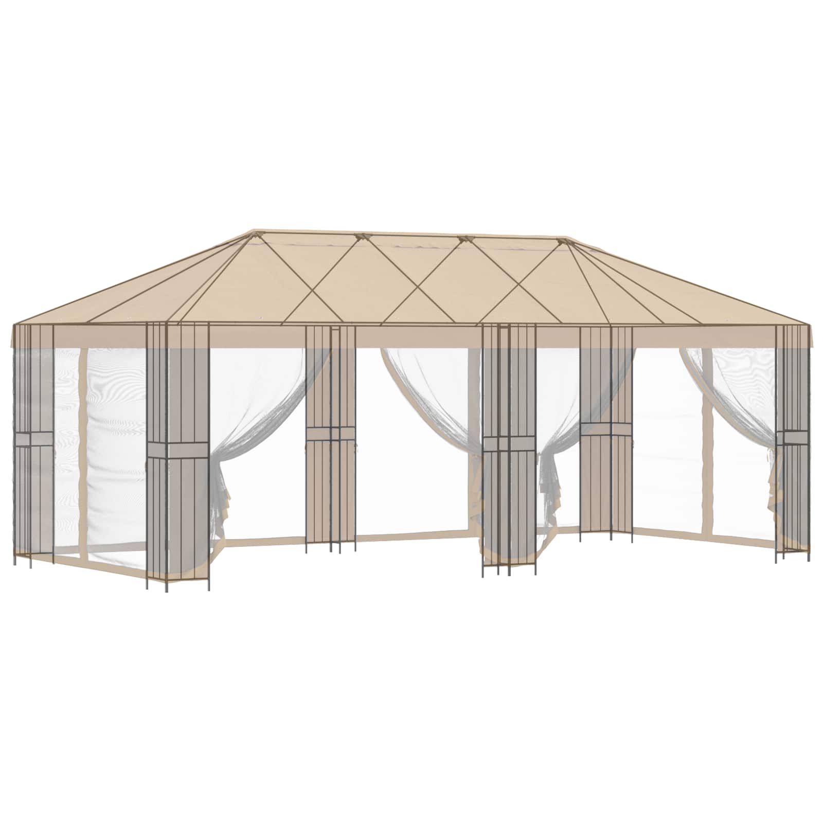 Σκελετός Γκαζebo 6 x 3 m Μαύρο Ατσάλι - Pakobazaar
